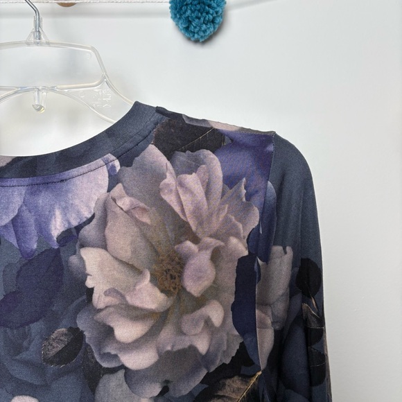 Johnny Was Grey Peony Long Sleeve Floral Dress - Picture 9 of 11